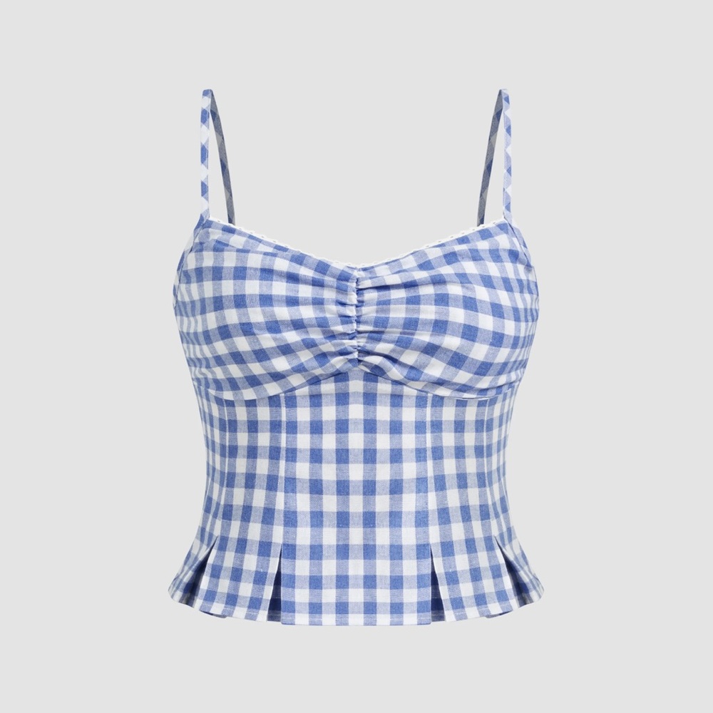 Blue and White Checkered Shirt and Skirt